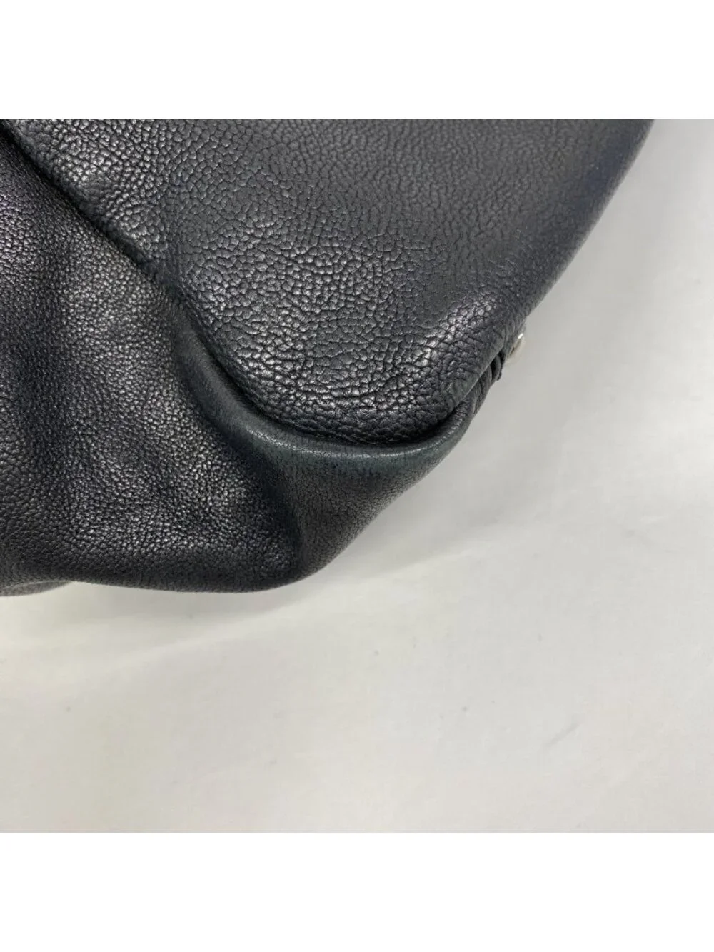 Chanel Shoulder Bag Jumbo CC Logo Leather Black Silver